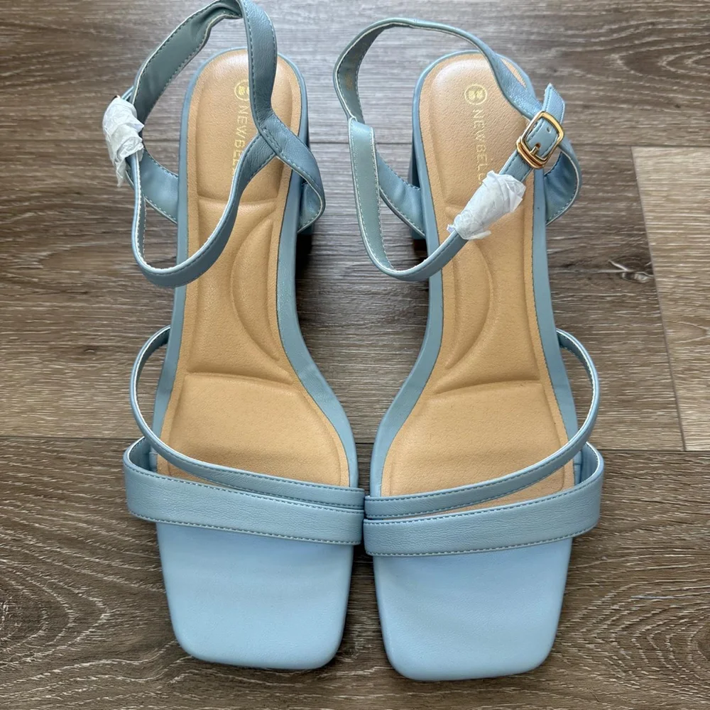 Newbella square toe blue sandal heels Size 11